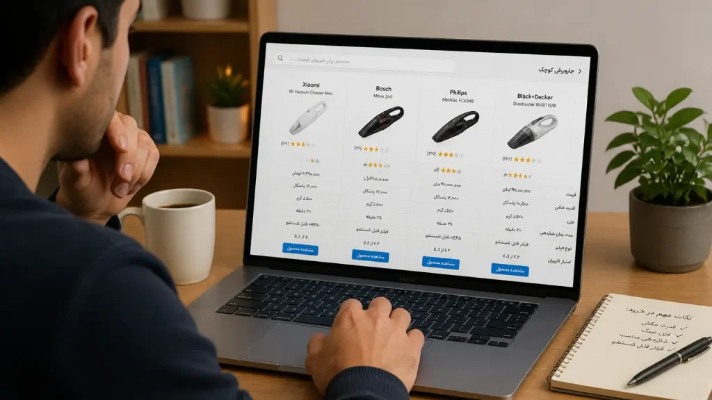 مقایسه قیمت و برندهای جاروبرقی کوچک در فروشگاه آنلاین
